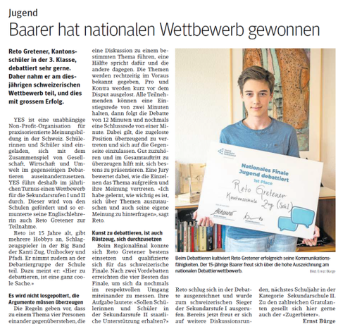 Baarer hat nationalen Wettbewerb gewonnen