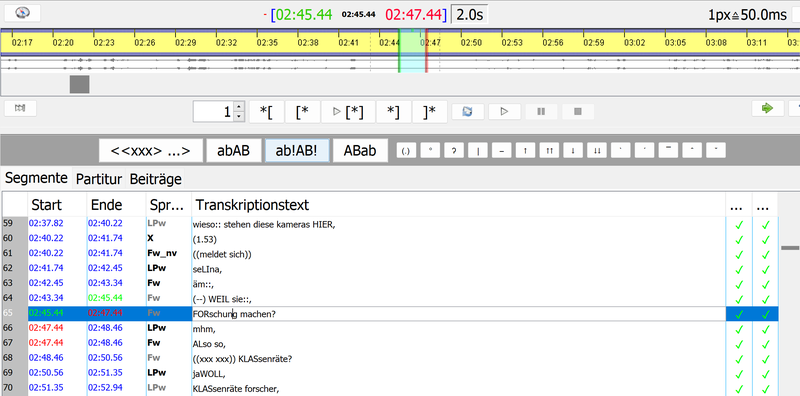 Auszug aus einem Transkript