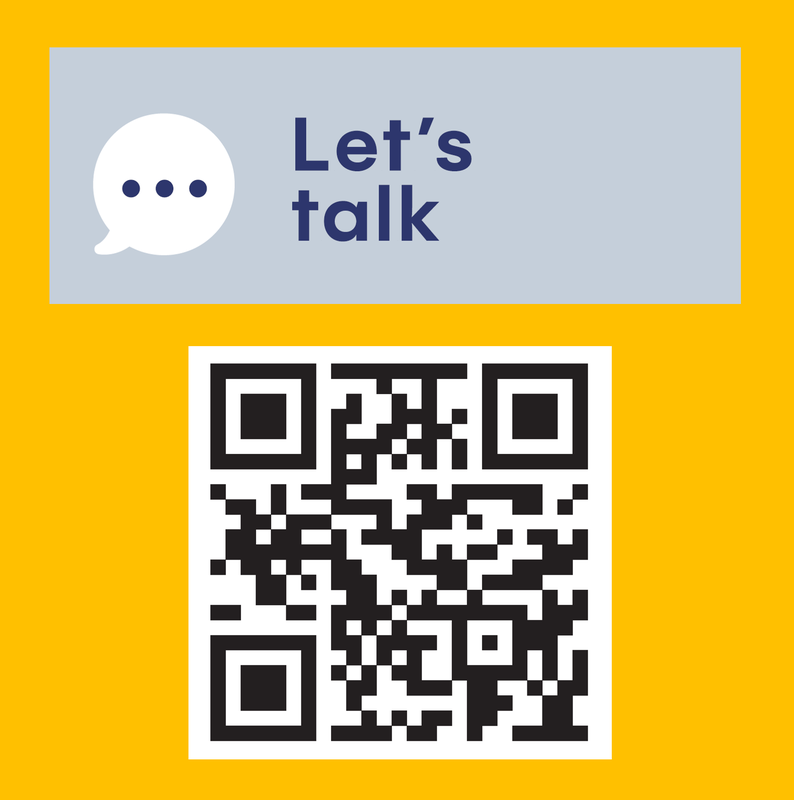 Logo von Let's Talk und QR-Code