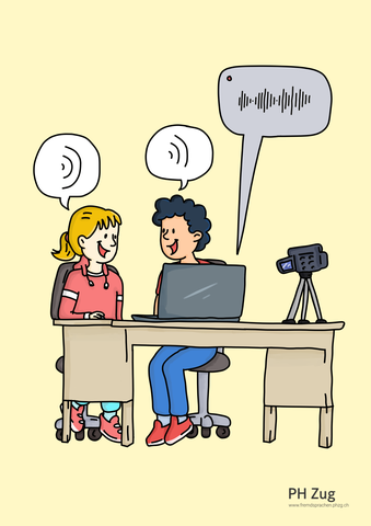 Two children doing digital storytelling