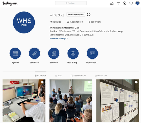 Wirtschaftsmittelschule Zug jetzt auf Instagram Wirtschaftsmittelschule Zug jetzt auf Instagram