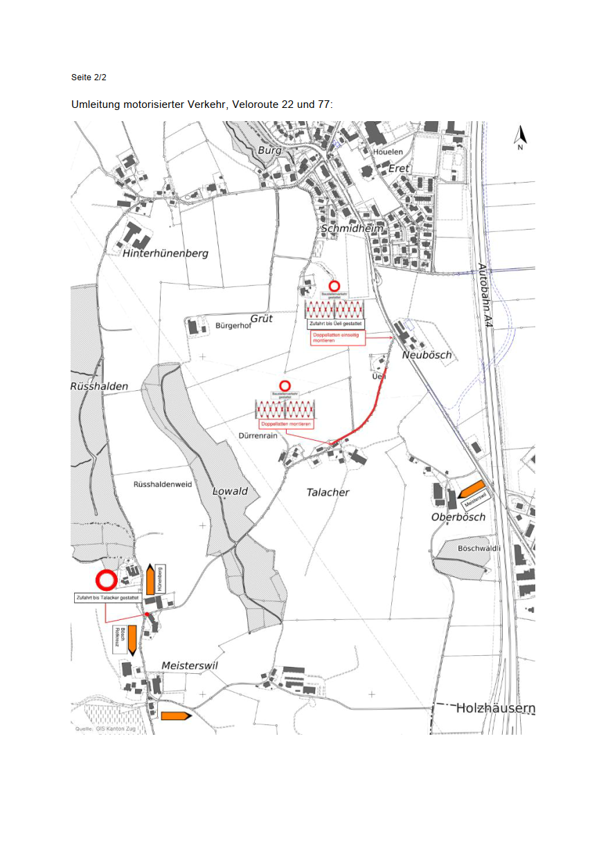 Anwohnerinformation Werkleitung Meisterswil, Hünenberg