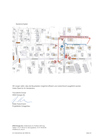 Baustelleninformation Wasserleitungsersatz Wart-Gartenstrasse