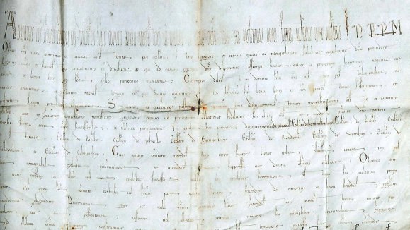 Ausschnitt aus dem Schutzbrief (Papstdiplom) von 28. März 1159