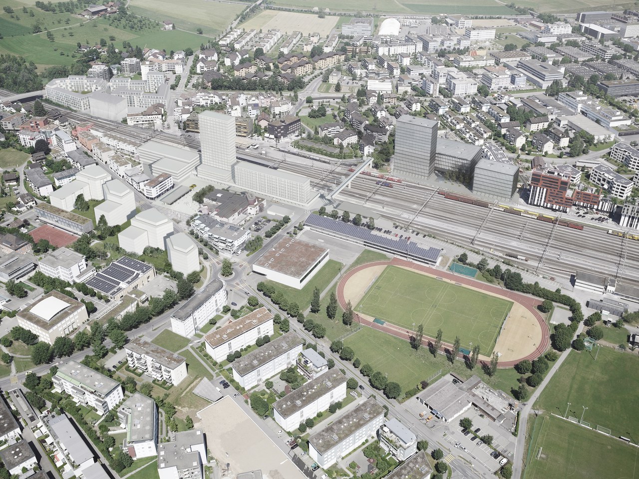 Ansicht der Entwicklungen Bahnhof Süd und Leben im Alter an der Buonaserstrasse