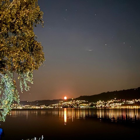 Seebad Buonas Blick auf Zugersee by night