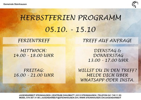 Herbstferien Programm