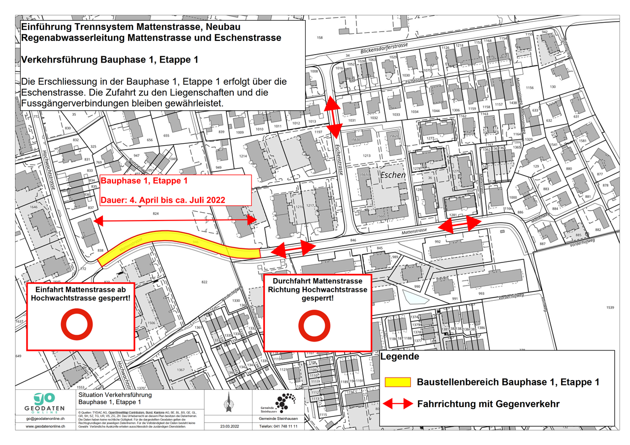 Situation Verkehrsführung Bauphase 1, Etappe 1