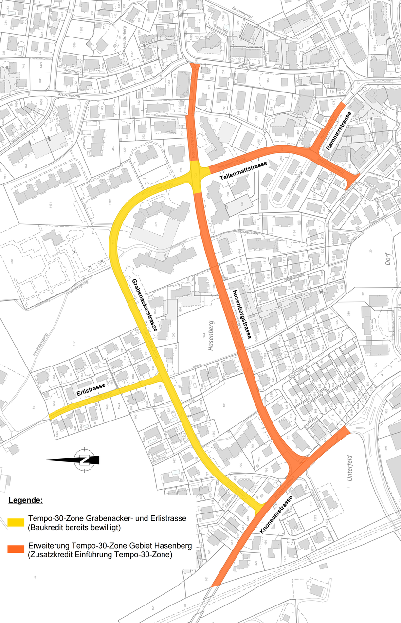 Situation Tempo-30-Zone Gebiet Hasenberg